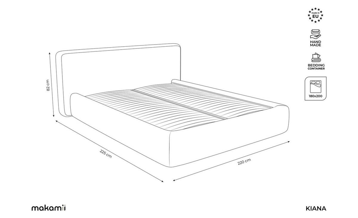 POLSTERBETT mit Bettkasten und Lattenrost 220x225 Rot - Bordeaux/Rot, Kunststoff/Textil (180/200cm) - Makamii