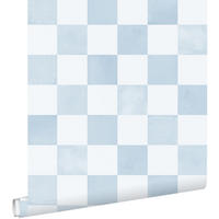 TAPETE Karomuster 53 cm x 10.05 m - Blau, Papier (53/1000cm) - ESTAhome