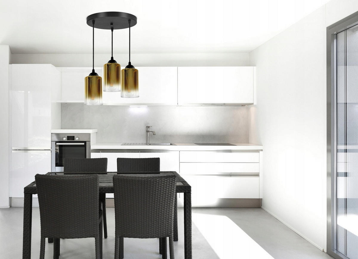 PENDELLEUCHTE GRAF - Transparent/Goldfarben, Glas/Metall (35/35/80cm) - kiki design