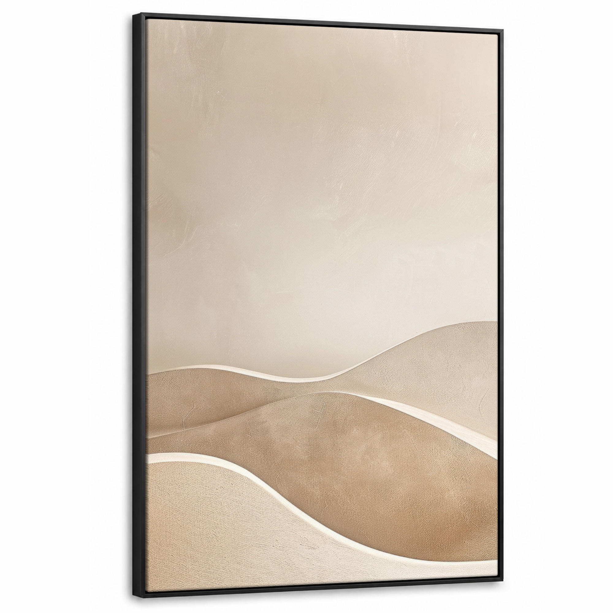 LEINWAND Bilder mit Rahmen - Beige - Natur - Abstrakt - Modern - 80x120 - Beige, Textil (80/120cm) - MuchoWow