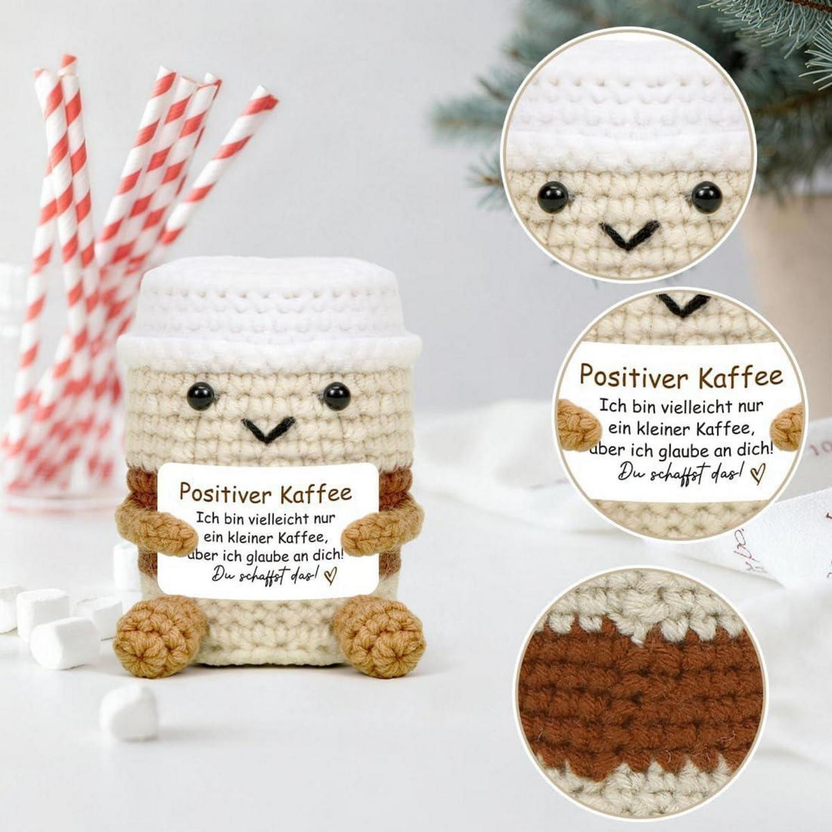 KUSCHELTIER Kaffee gehäkelt beige - Multicolor, Textil (13/14cm)