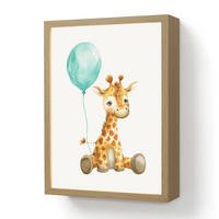 NACHTTISCHLAMPE MIT AKKU Giraffe - Baby - Tiere - Blauer Ballon 30x40 cm - Weiß, Holzwerkstoff (8/30/40cm) - OnlyWow