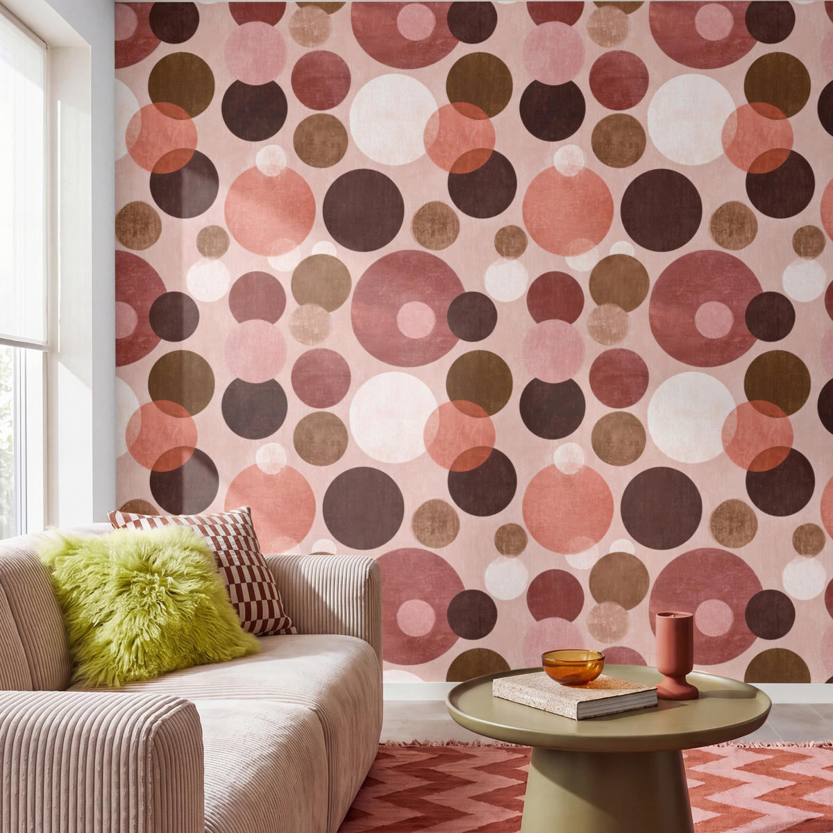 TAPETE - Kreise - Modern - Farbenfroh - 300x280 cm - Multicolor, Papier (300/280cm) - OnlyWow