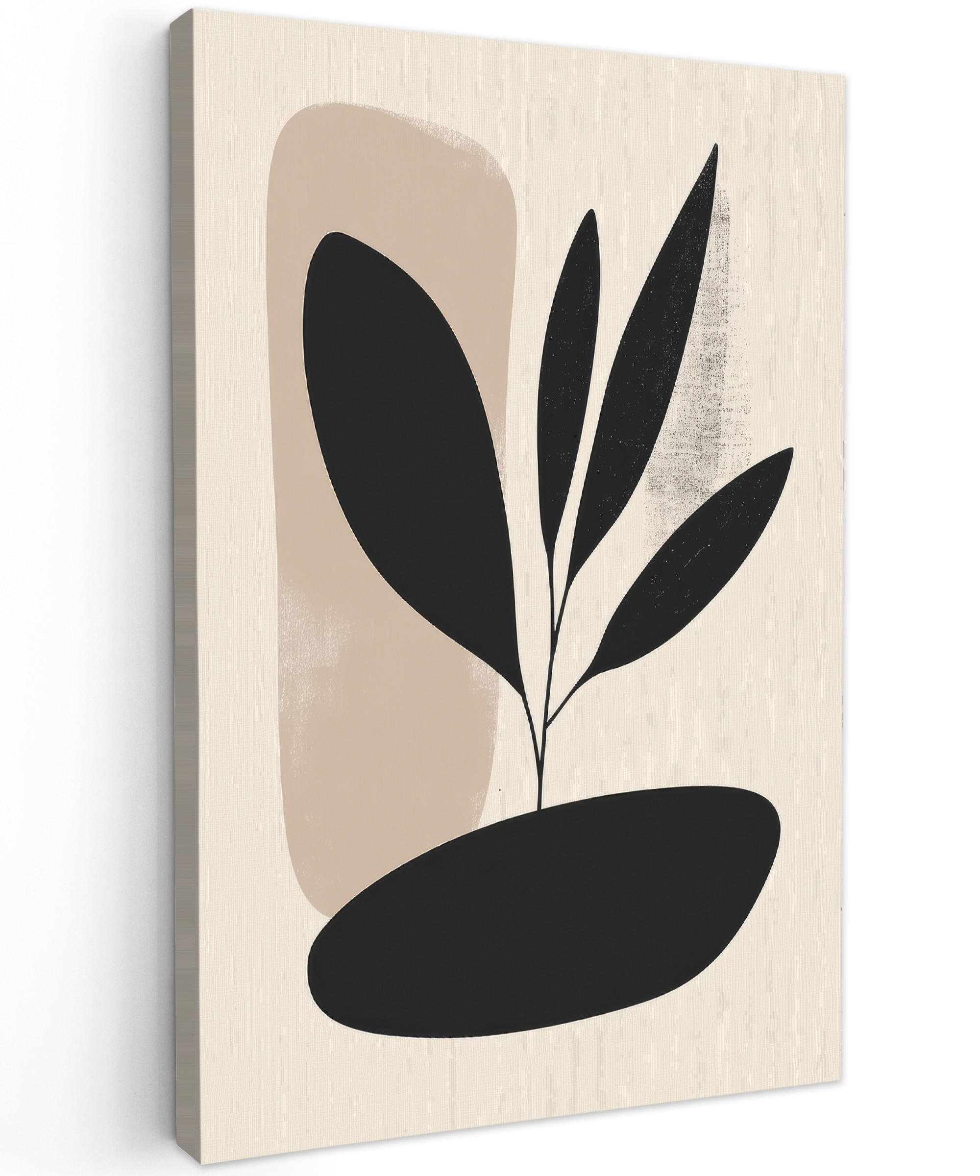 LEINWANDBILD Pflanze - Beige - Japanisch 40x60 cm - Schwarz, Textil (40/60cm) - MuchoWow