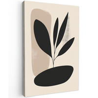 LEINWANDBILD Pflanze - Beige - Japanisch 40x60 cm - Schwarz, Textil (40/60cm) - MuchoWow