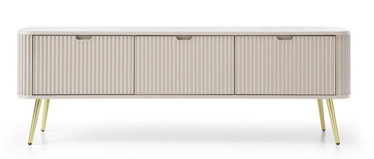 TV-SCHRANK Kaschmir Zoja Gefräst Mit Goldenen Griffen - Kaschmir/Beige, Holzwerkstoff (168/56/39cm) - Sepro Meble