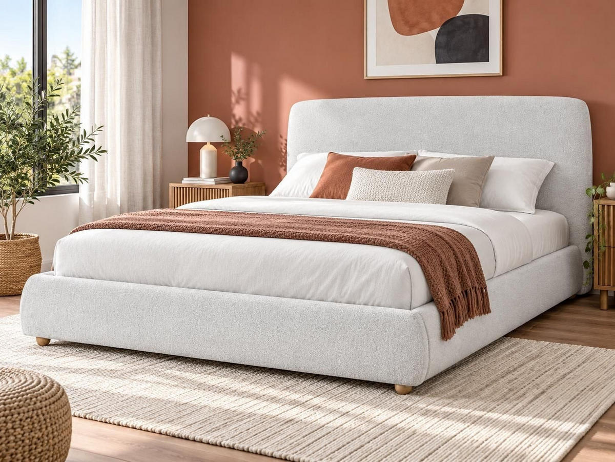 BETT mit Stauraum 160/200 cm Grau Blagnac - Hellgrau, Textil (160/200cm) - Beliani