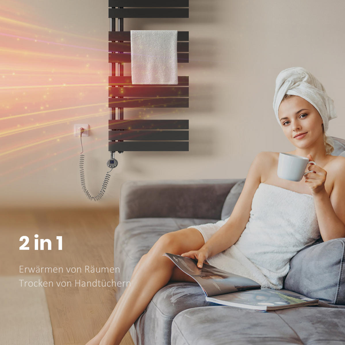 HEIZKÖRPER Elektrisch WLAN Thermostat Anthrazit 132/60 cm - Anthrazit, Metall (60/132/5.9cm) - EMKE