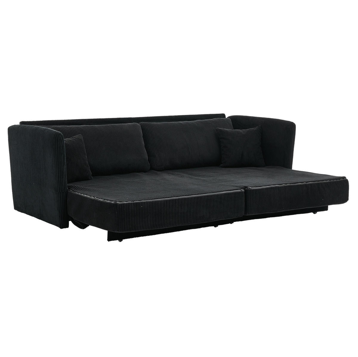 SOFA mit Schlaffunktion 182 cm Schwarz - Schwarz, Metall (182/84/88cm) - Meubliv