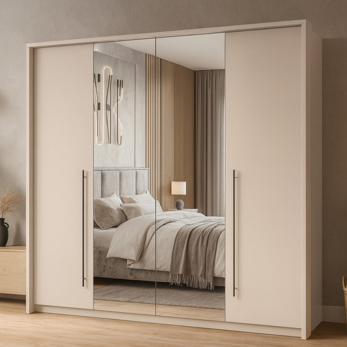 DREHTÜRENSCHRANK Sahara mit 2 Türen und 8 Regalböden, 210 cm, Sandbeige - Sandfarben, Holzwerkstoff (209/219/65cm) - Beautysofa