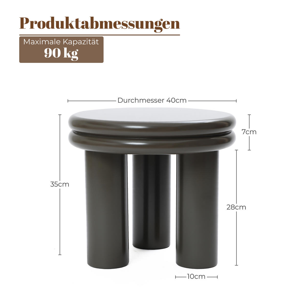 BEISTELLTISCH Rund | Ø40 x H35 cm - Dunkelgrün, Holz/Holzwerkstoff (40/40/35cm) - Hometopia