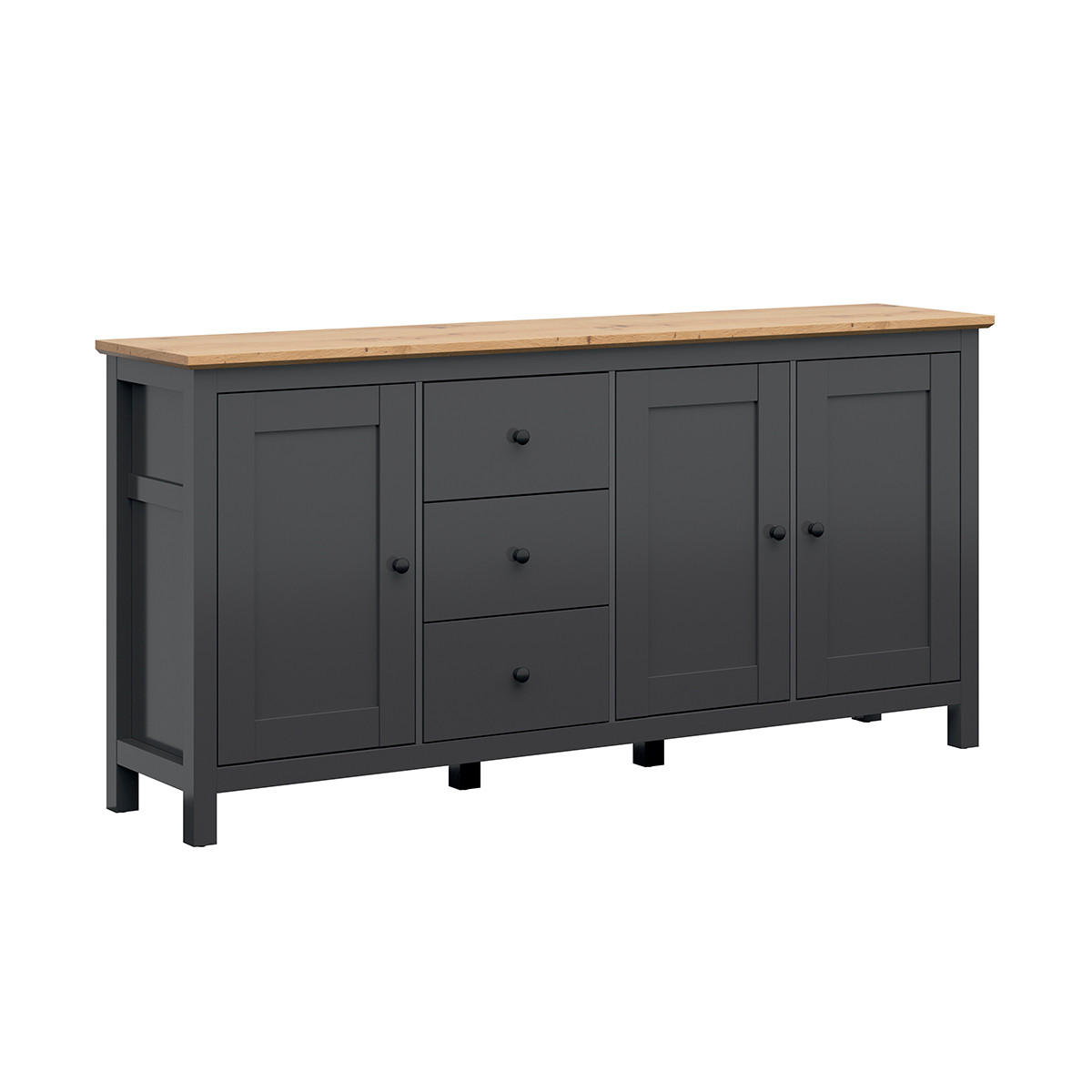 SIDEBOARD Duck Anthrazitgrau und Holz - Grau, Holzwerkstoff (199/96/44cm) - Petits-meubles
