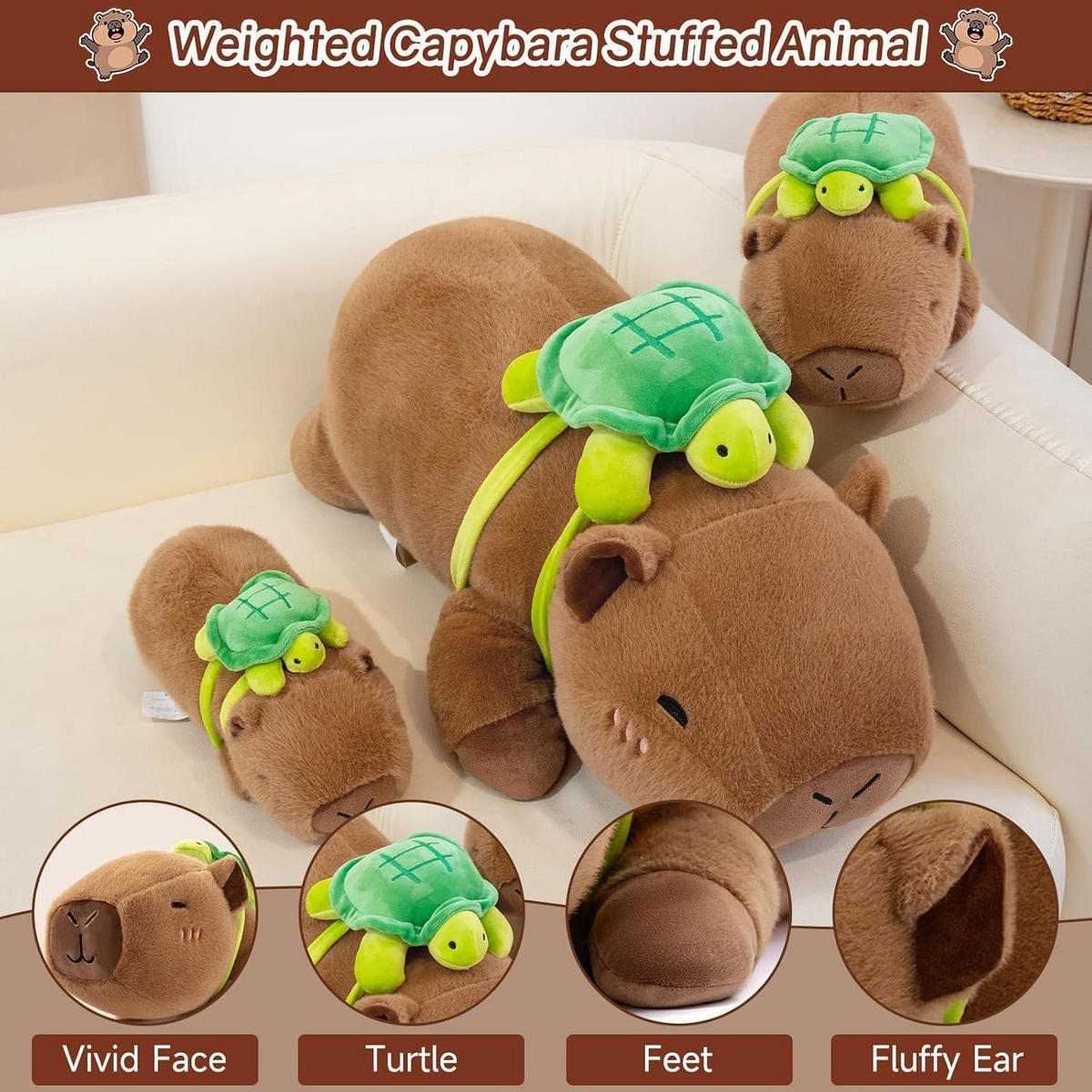 PLÜSCHTIER Capybara mit Schildkröte 35 cm - Braun, Textil (18/35cm)