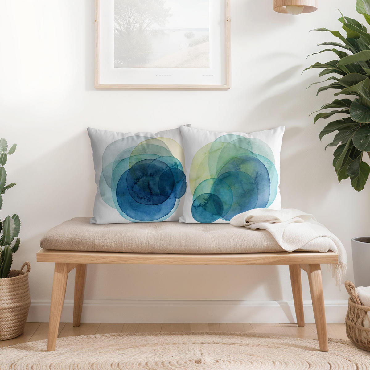 DEKOKISSEN 2er-Set Urknall - blau grün Duo 50/50 cm - Pastellblau, Textil (50/50cm) - Bilderwelten