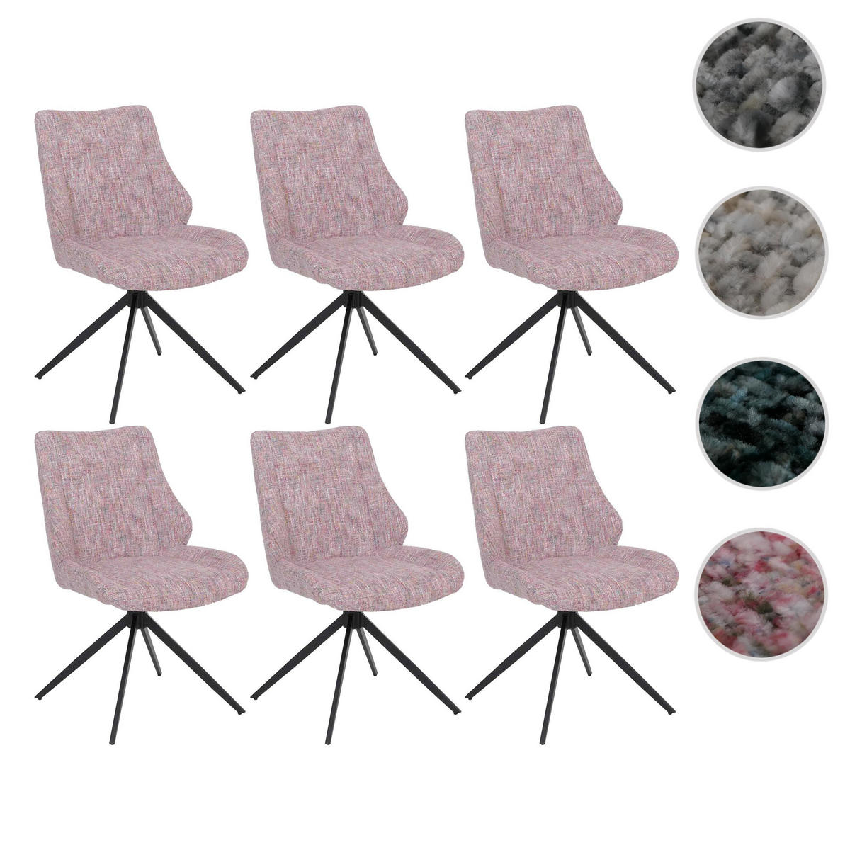 ESSZIMMERSTUHL Schwarz, Rosa 6er-Set - Schwarz/Rosa, Textil (55/88/63cm) - MCW