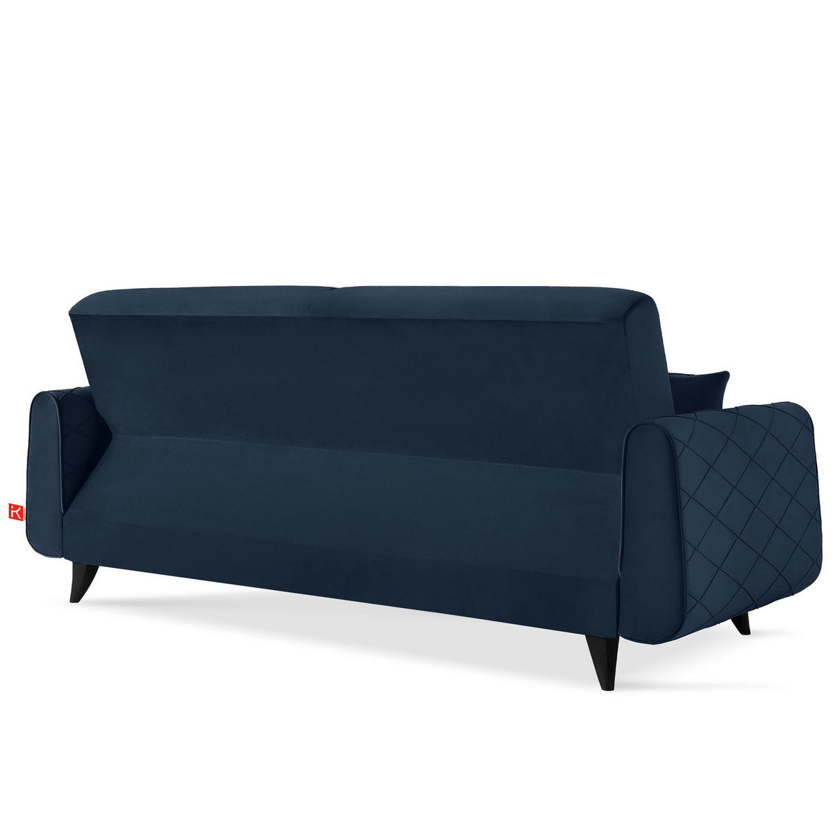 3-SITZER-SOFA GUSTAVO III Sofa 3 Velours, Dunkelblau - Dunkelblau, Holz/Holzwerkstoff (230/98/98cm) - KONSIMO®