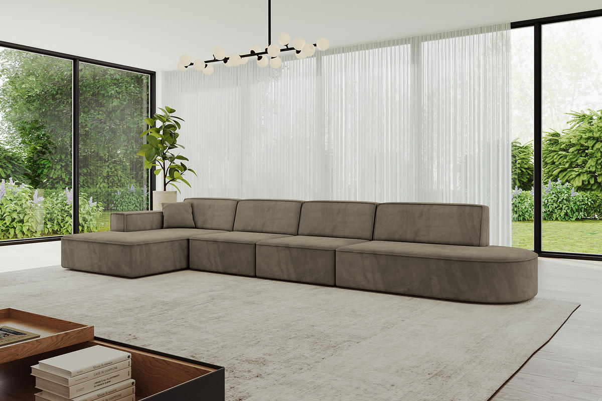 ECKSOFA Ottomane Links IREA-L3-v4 - 413x171x79 cm Braun - Braun, Holzwerkstoff/Textil (413/171cm) - ALTDECOR
