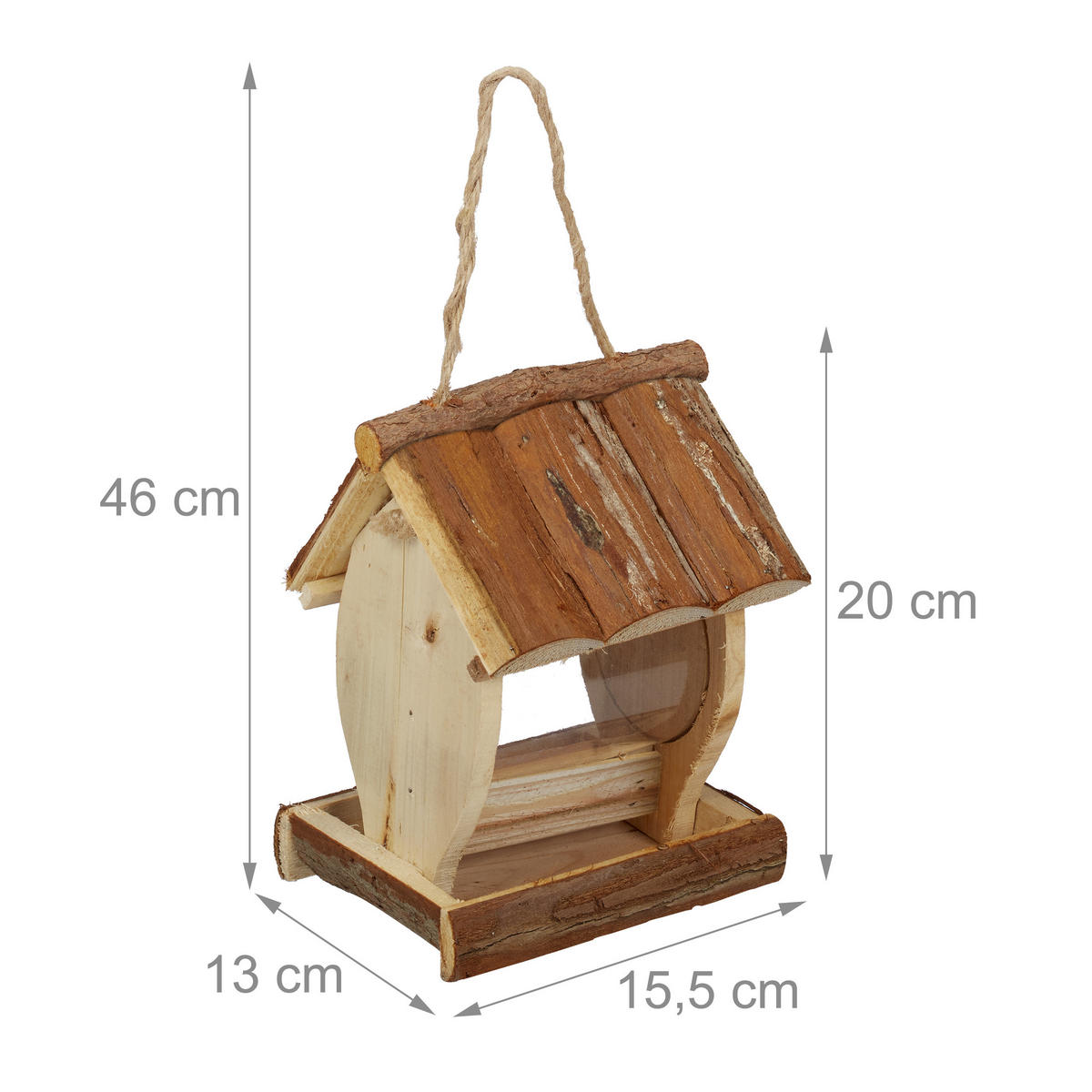 VOGELFUTTERHAUS - Hellbraun, Holz/Kunststoff (15.5/20/13cm) - Relaxdays