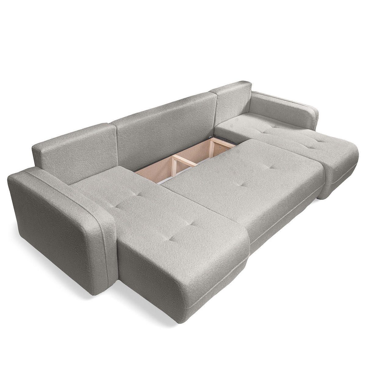 WOHNLANDSCHAFT - Hellgrau/Schwarz, Kunststoff/Textil (312/82/145cm) - home24