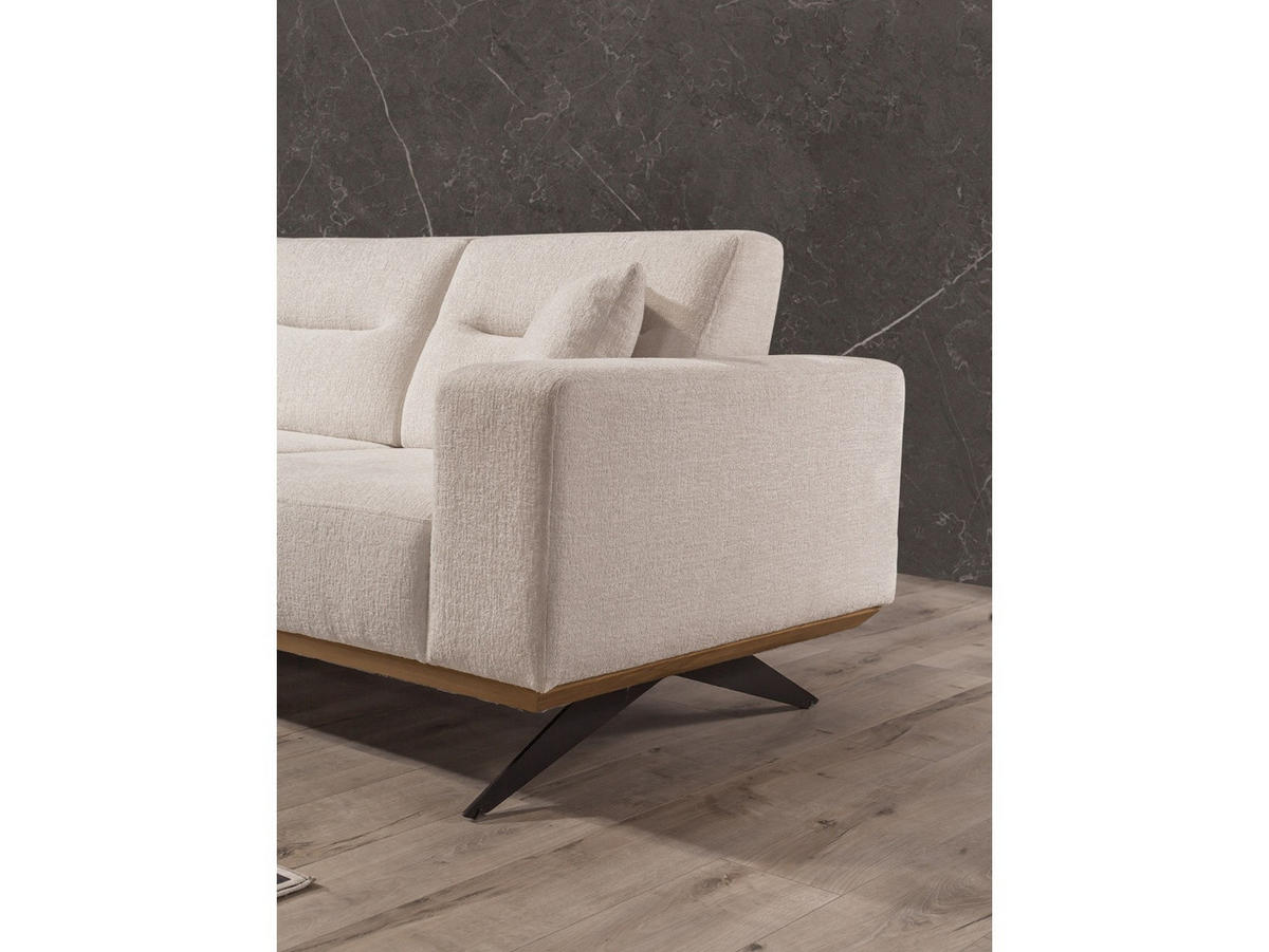 SOFA Opera 3-Sitzer Samt Beige - Beige, Textil/Metall (230/87/95cm) - Villa Möbel