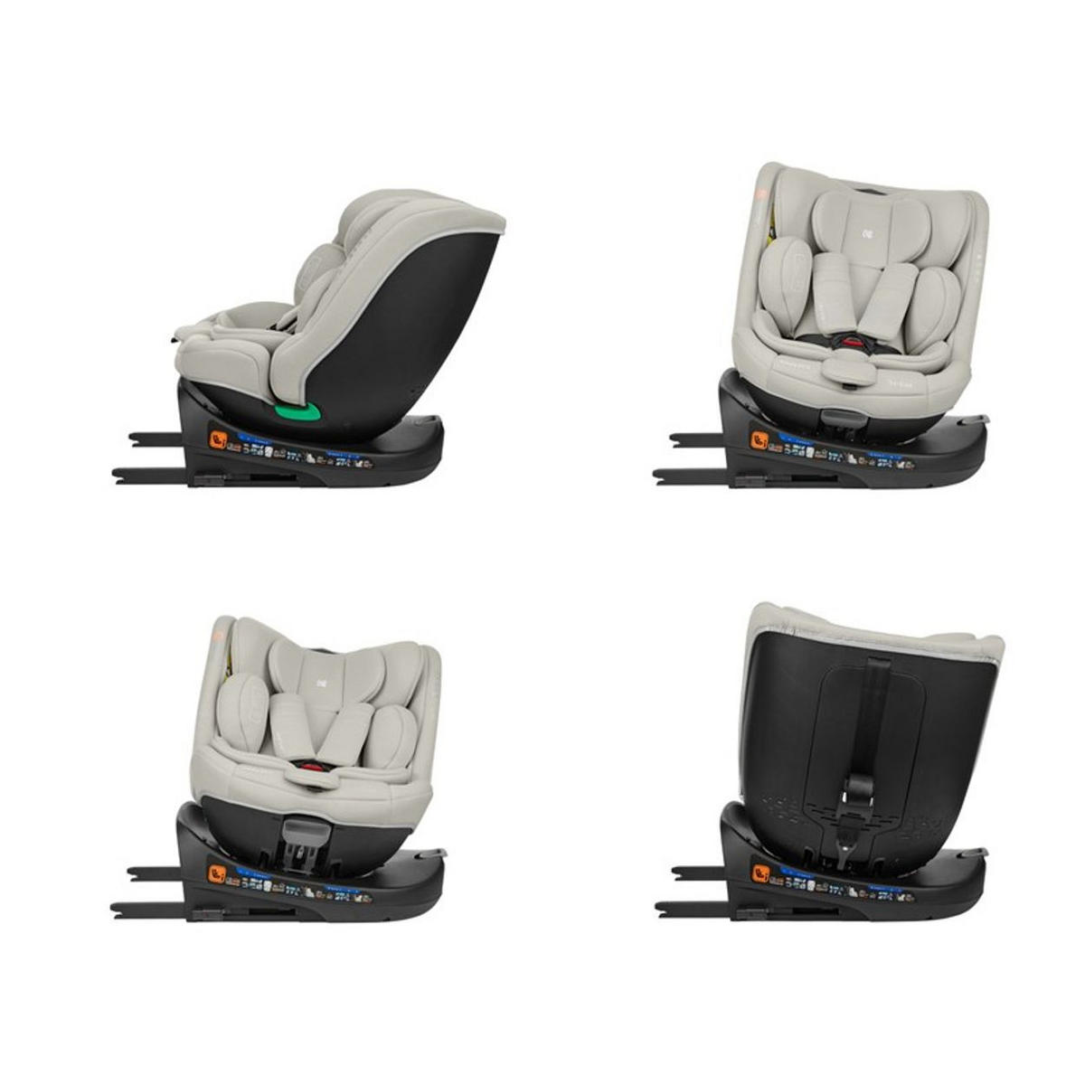 KINDERSITZ i-Round i-Size hellgrau (40-150cm) Isofix, 360-Grad-Drehung, Gurt - Hellgrau, Textil (45/60/51cm) - Kikka boo