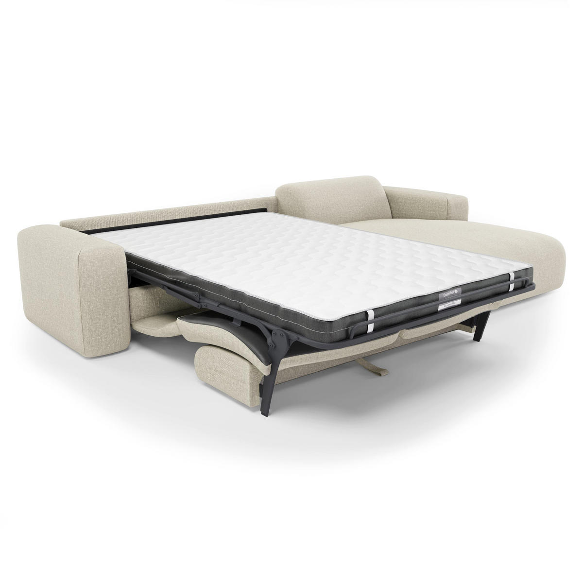 ECKSOFA RECHTS SCHLAFSOFA Rastergewebe Beige 280cm - Beige, Textil (280/165cm) - Sia Home