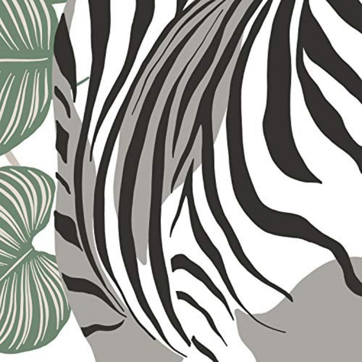 POSTER Set mit 4 GiraffenzebraKlinge, Blumen und Pflanzen aus dem Dschungel A3 Schwarzer Rahmen - Schwarz, Papier (29.7/3cm) - Nacnic