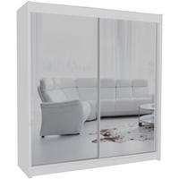 SCHWEBETÜRENSCHRANK Debra 200/216/61 weiß mit Spiegel - Weiß, Holzwerkstoff (200/216/61cm) - Beautysofa