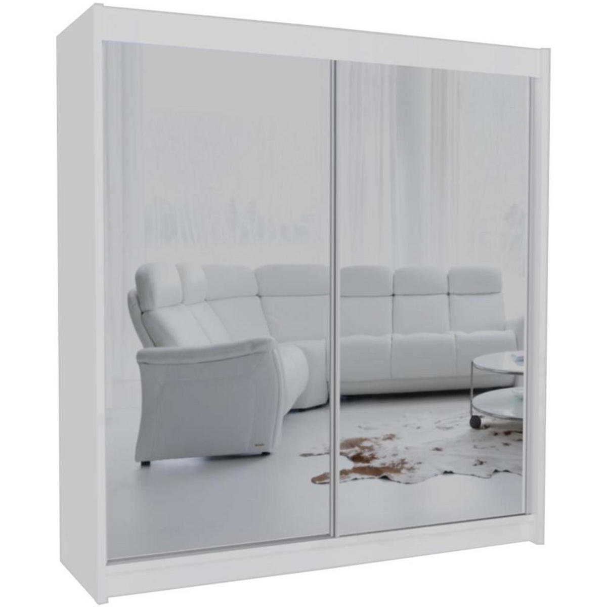 SCHWEBETÜRENSCHRANK Debra 200/216/61 weiß mit Spiegel - Weiß, Holzwerkstoff (200/216/61cm) - Beautysofa