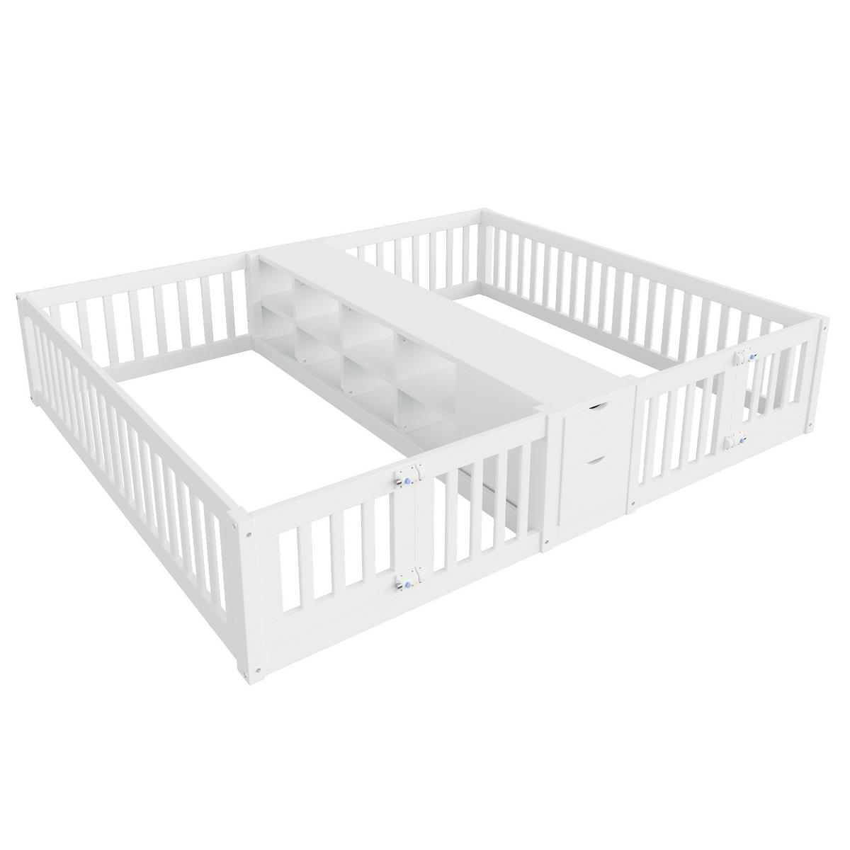 HOLZBETT 90x200cm Kinderbett Stauraum Sicherheitsgitter Weiß - Weiß, Holz (90/200cm) - FLIEKS
