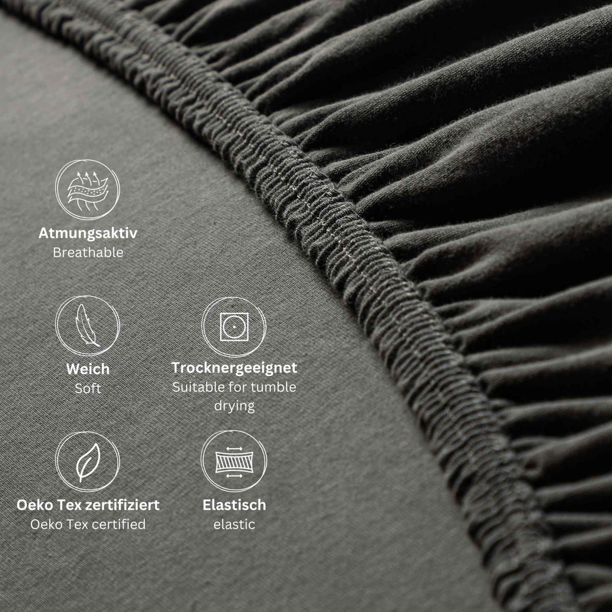 SPANNBETTLAKEN PREMIUM - Anthrazit, Textil (200/200cm) - Esprit