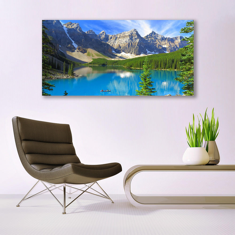 LEINWANDBILD 140x70 cm Berglandschaft - Blau/Hellblau, Textil (140/4cm) - TULUP