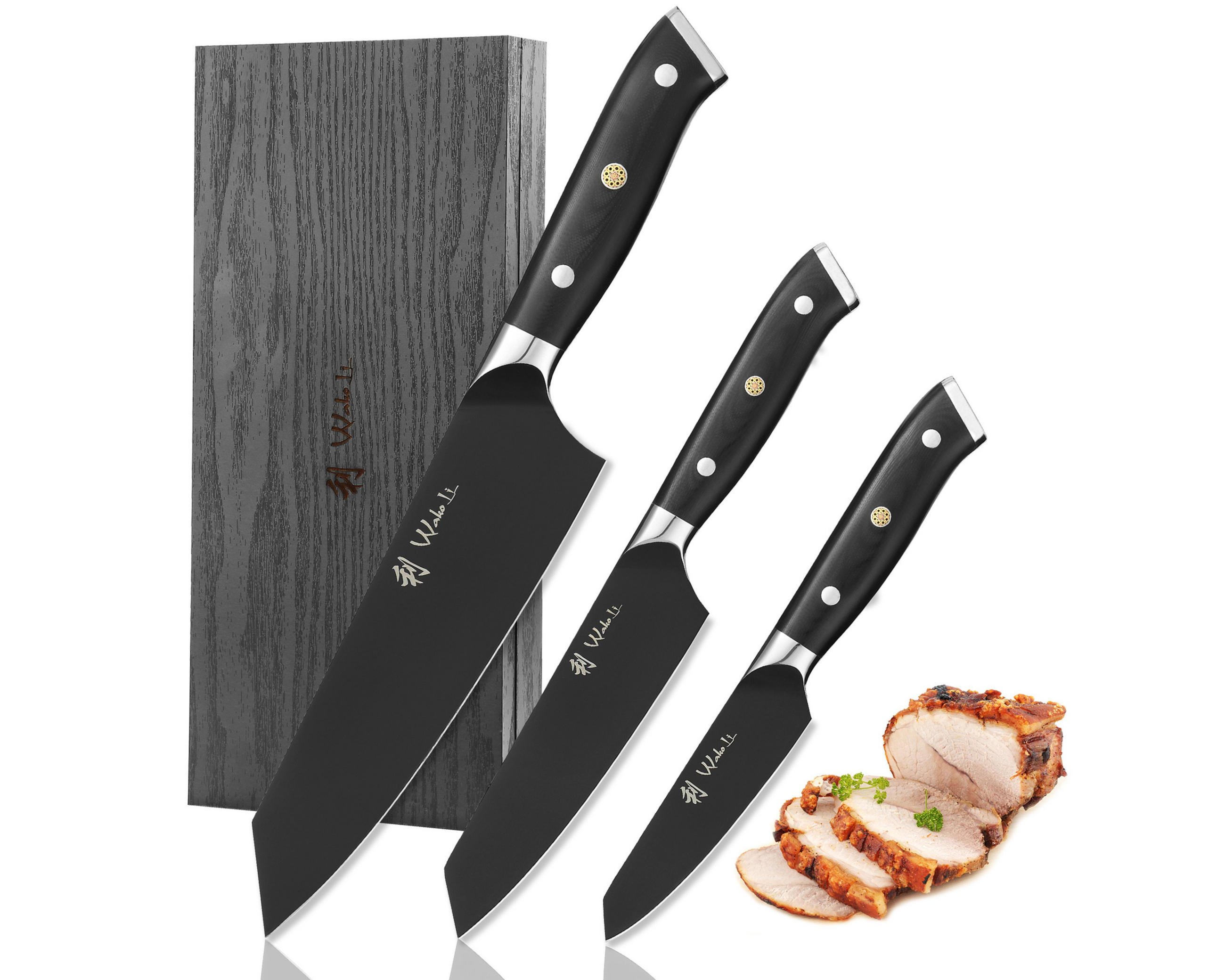 MESSERSET 3-tlg. 9–17 cm - Schwarz, Metall - Wakoli