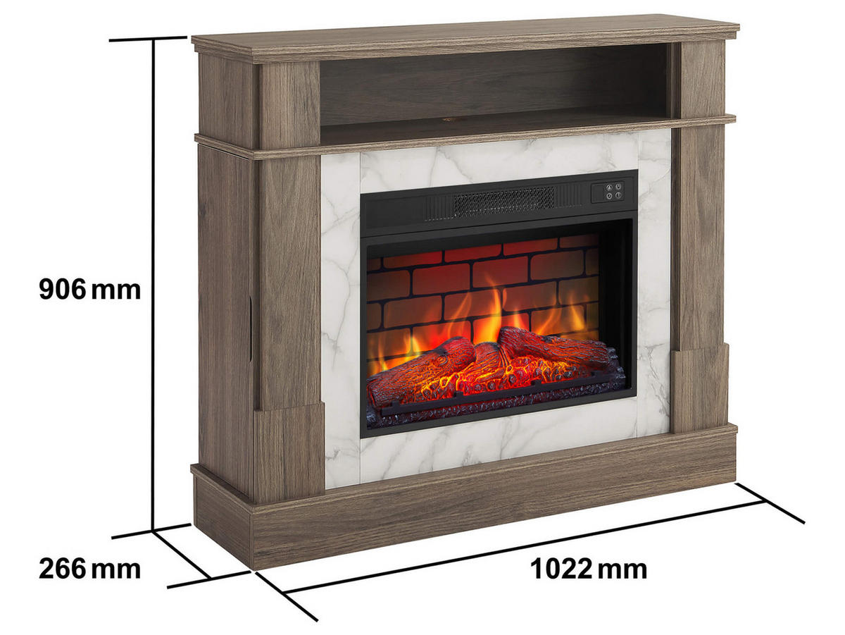 ELEKTROKAMIN For Living AF23BS Graueiche – Breite 96 cm, 3D-Flammeneffekt, LED-Beleuchtung, Heizfunktion - Braun, Glas/Holzwerkstoff (102.2/90.6/20.6cm) - ArtiFlame
