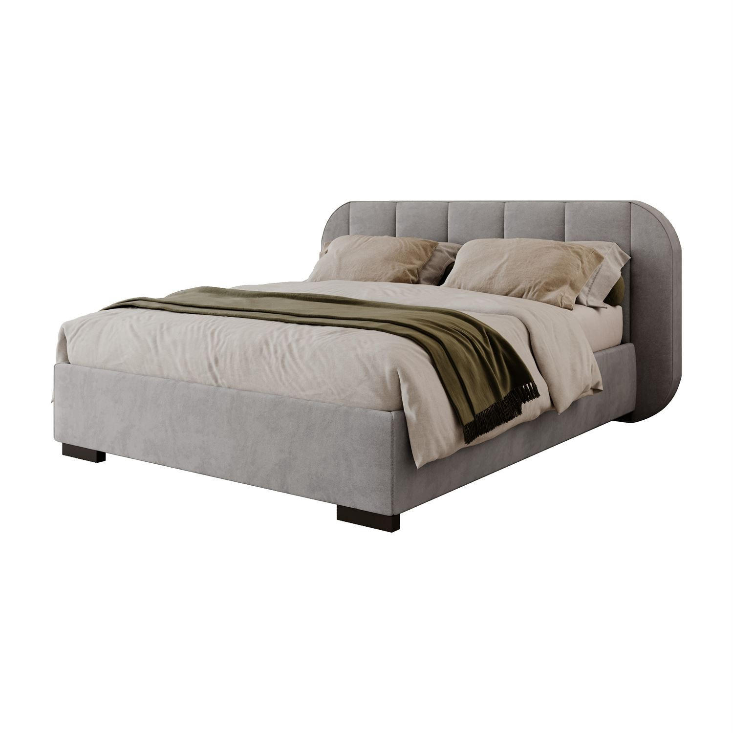 BETT AMARA 140x200 gepolstert mit Stauraum und Lattenrost, Royal Velvet 251 - Grau, Textil (140/200cm) - Lookway