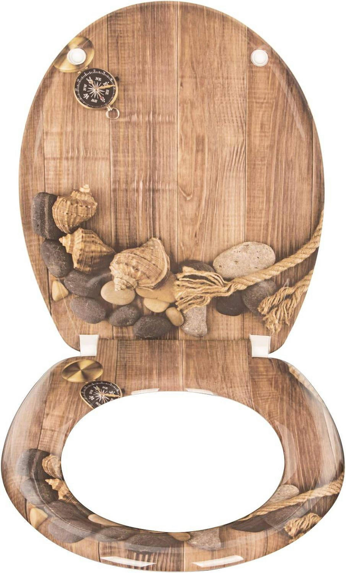 WC SITZ mit Absenkautomatik,Antibakteriell Oval,Beige Schale - Braun, Kunststoff (37/2.5/45cm) - Woltu