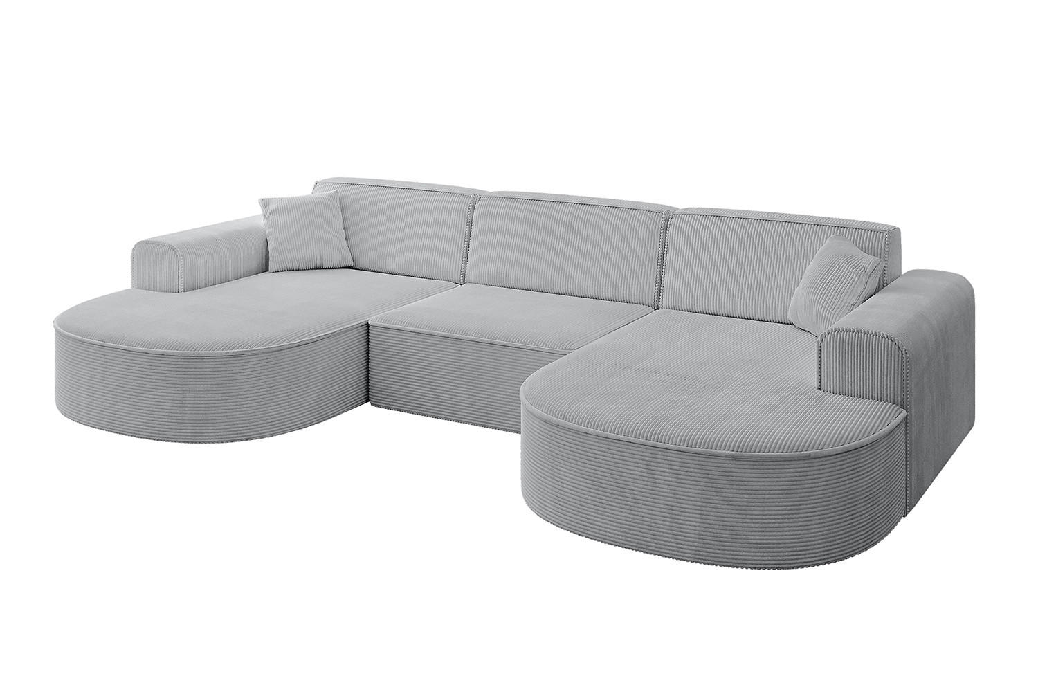 WOHNLANDSCHAFT MARI-U1 - 295x163x73,5 cm Grau Cord - Schwarz/Grau, Holzwerkstoff/Kunststoff (295/73.5/163cm) - ALTDECOR