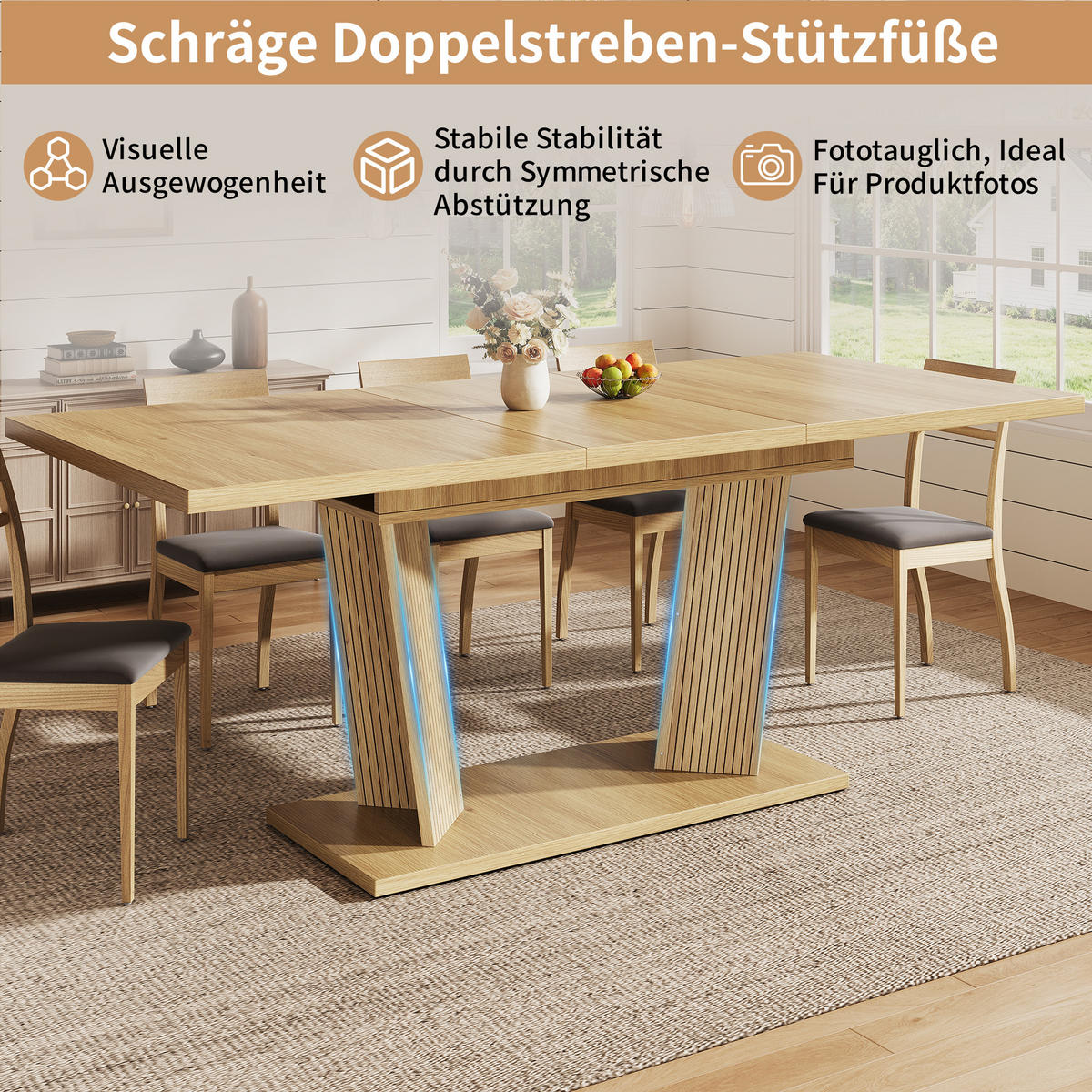 ESSTISCH ausziehbar 120-160/80/76 cm DE-39645 Naturbraun - Naturfarben, Holzwerkstoff (80/160/76cm) - ComfortXL