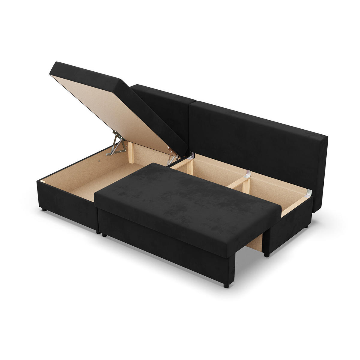 ECKSOFA MIT SCHLAFFUNKTION KEMI Schwarz/Weiß - Schwarz/Weiß, Textil (135/201cm) - Mebligo