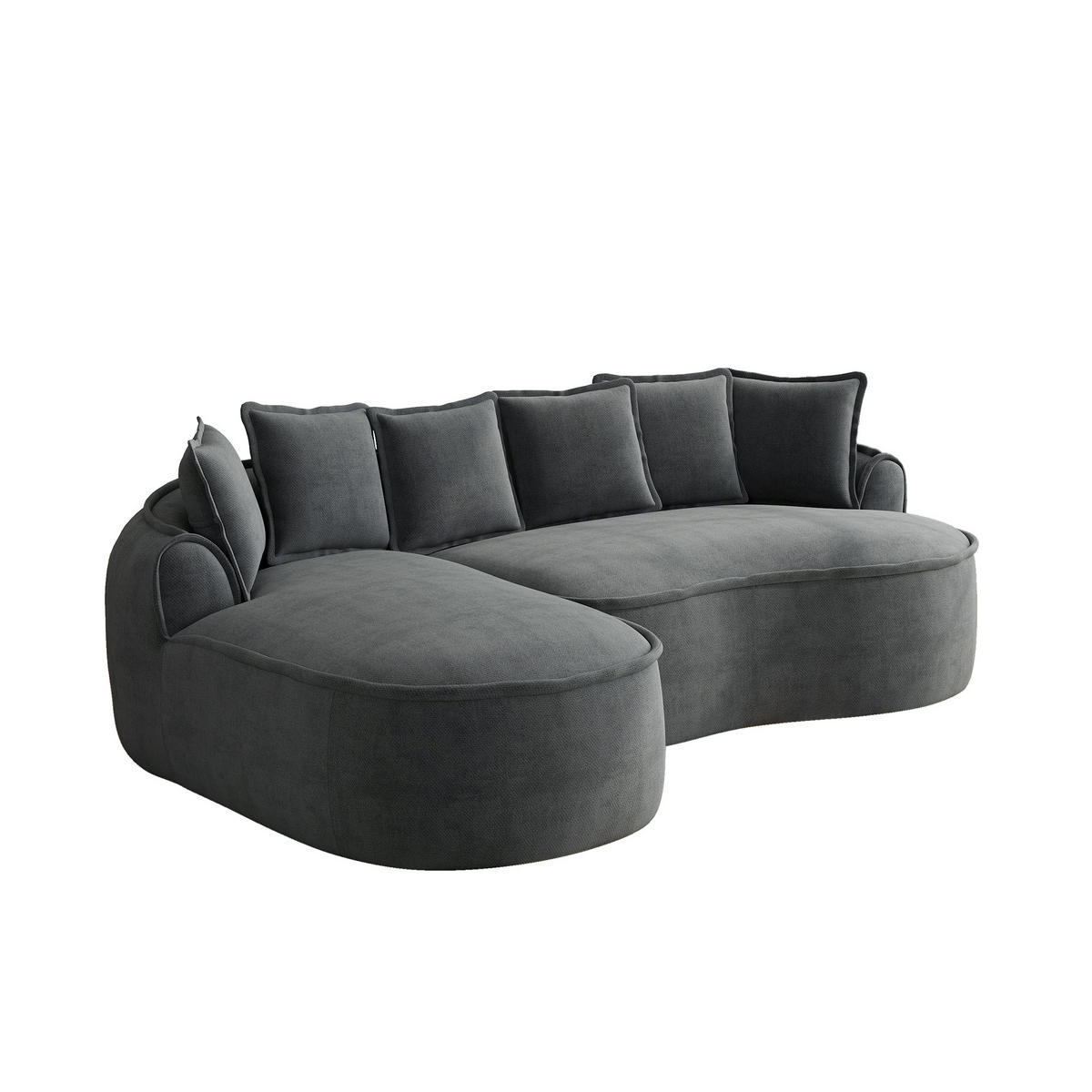 ECKSOFA 252/164/67 cm Grau Chenille mit Kissen, Linke Seite - Grau, Textil (252/164cm) - Oxeza