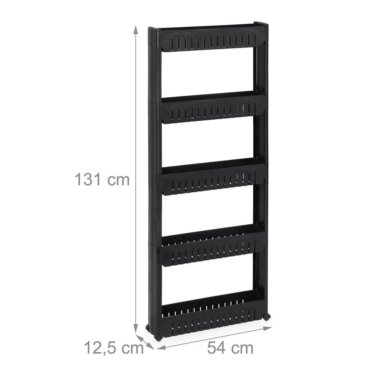 VOZÍK do výklenku - čierna, plast (12.5/131/54cm) - Relaxdays