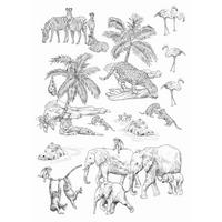WANDTATTOO Dschungeltiere 47.5 x 66 cm - Schwarz, Papier (47.5/66/66cm) - ESTAhome