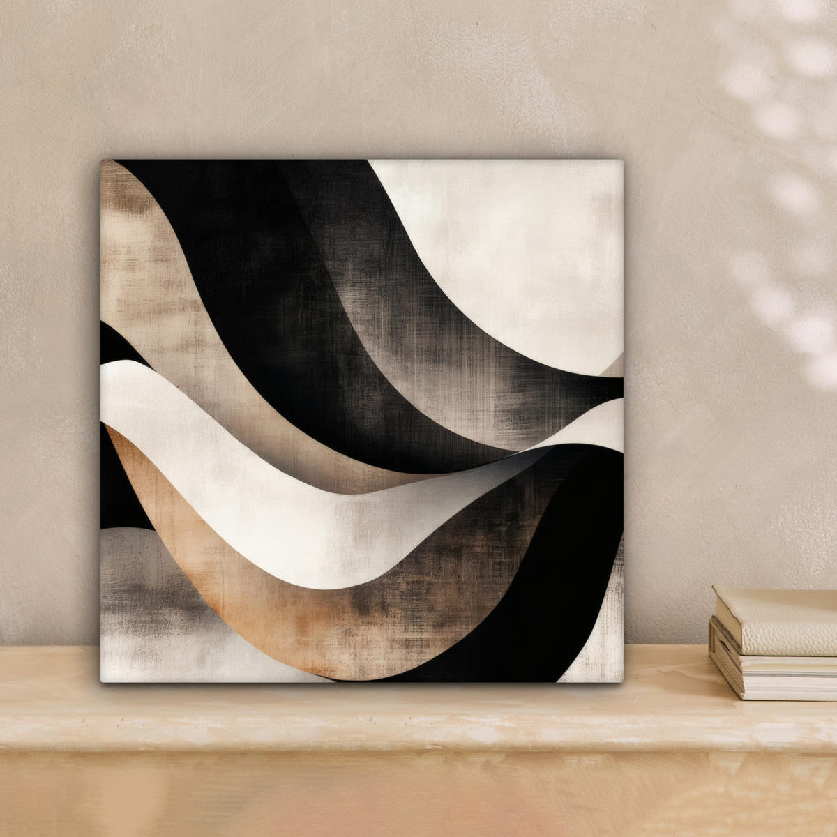 LEINWANDBILD Abstrakt - Wellen - Schwarz - Verwittert 20x20 cm - Trüffeleichefarben, Textil (20/20cm) - MuchoWow