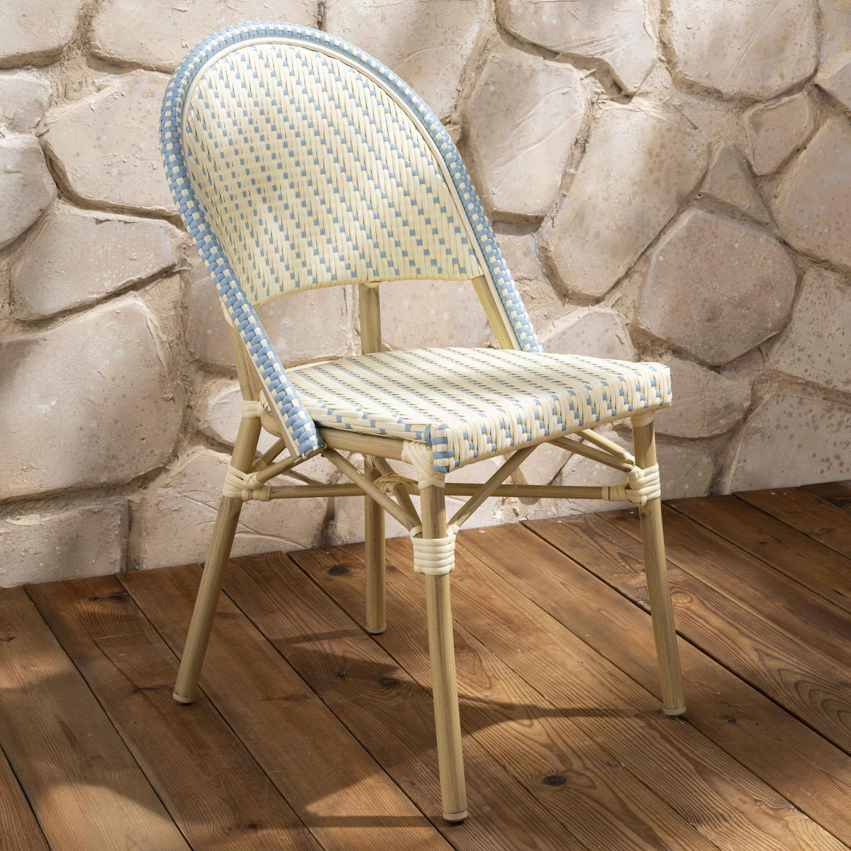 GARTENSTUHL, Blau - Blau, Holz (58/88/49cm) - Oviala