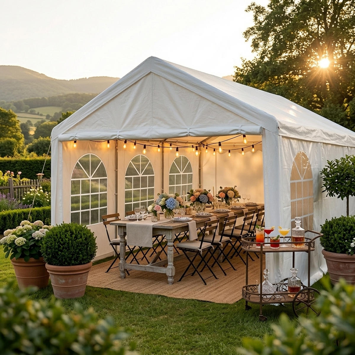 DACHPLANE Livingston - Zeltabdeckung für 4x10 Meter, PE weiss 180gr/m². BxTxH: 1000x400x310 cm - Weiß, Kunststoff (1000/0.3/400cm) - TPFGarden