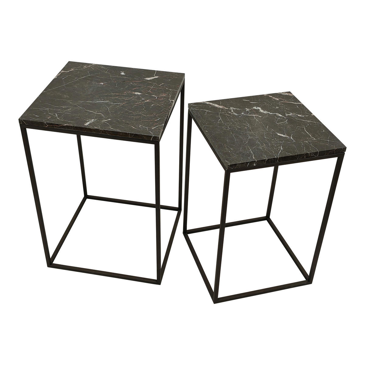 BEISTELLTISCH Volos Braun 41/41/61cm 2er-Set - Braun, Stein (41/41/61cm) - PTMD Collection