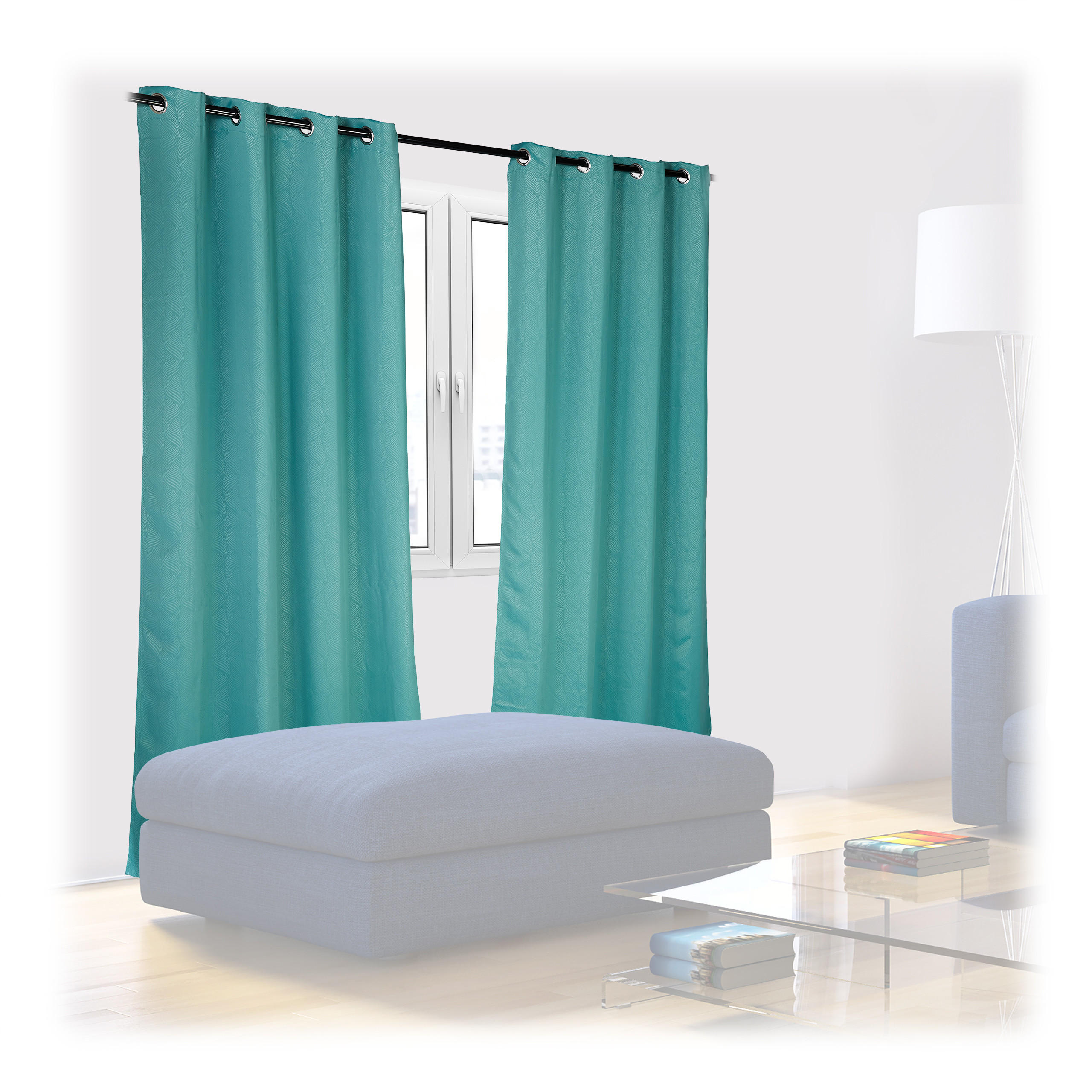 GARDINER Grön 2-pack mörkläggande öljetter 245x135 cm Turkos 245/135/0.5 cm