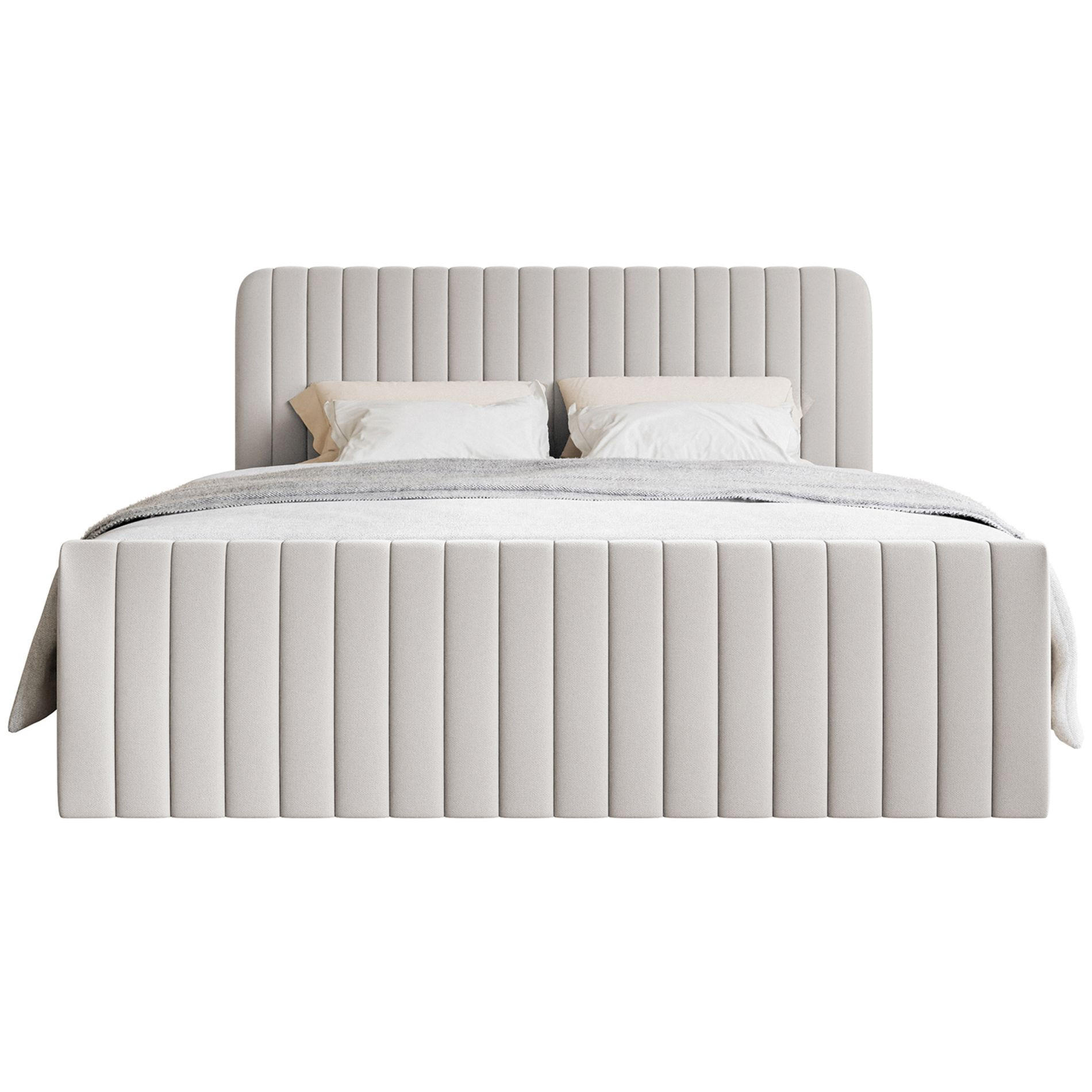 BOXBETT Saliano mit Topper und Chenille-Bezug Hellgrau, 140x200 cm - Hellgrau, Kunststoff/Textil (140/200cm) - Selsey