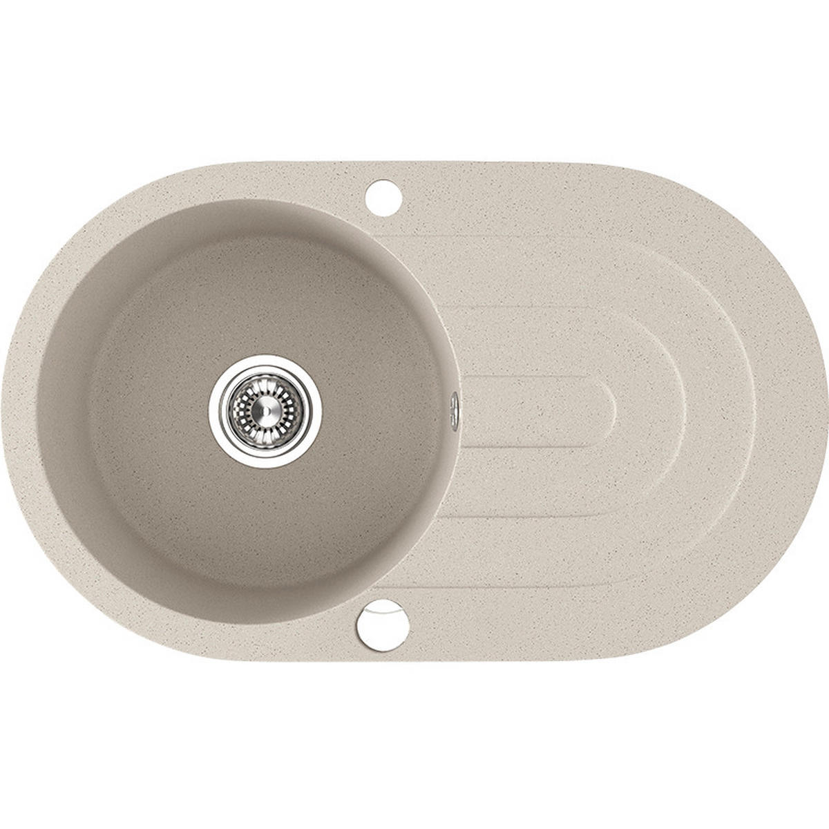 EINBAUSPÜLE Dafne Beige, Einzelbecken, oval, 47/78/20,4 cm - Beige, Stein (47/20.4/78cm) - bad land