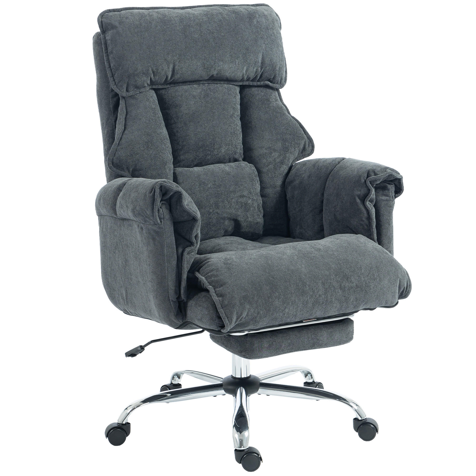 BÜROSTUHL höhenverstellbar Dunkelgrau 80/80/106 cm - Dunkelgrau/Silberfarben, Textil/Metall (80/114/80cm) - HOMCOM